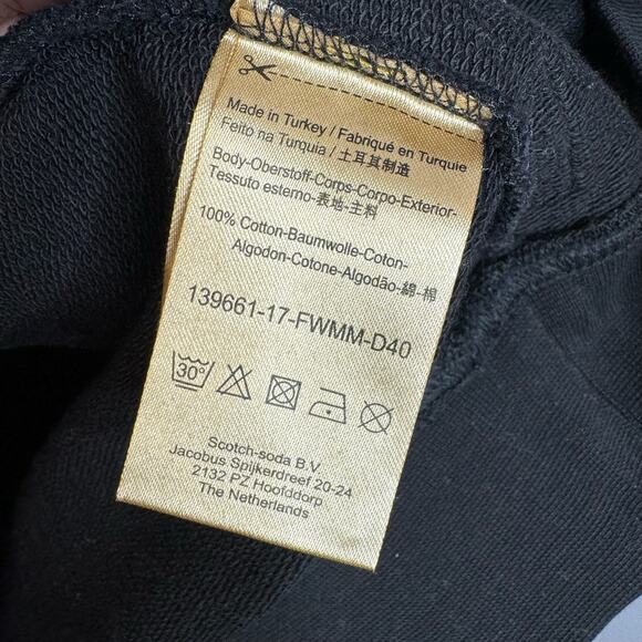 Scotch & Soda Risktaker Embroidered Sweatshirt Black Cotton French Terry Men's M - Picture 11 of 12